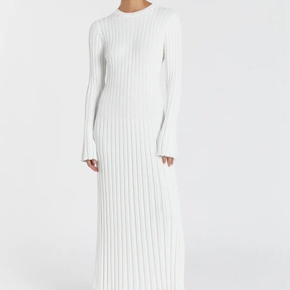NWT DISSH - ADA OFF WHITE LONG SLEEVE MIDI DRESS in OFF WHITE  - SIZE XS - Picture 1 of 5